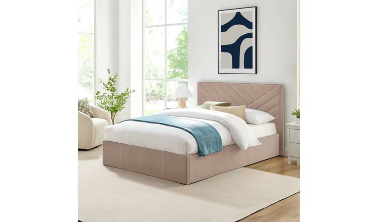 Argos Home Luca Kingsize End Lift Ottoman Bed - Latte