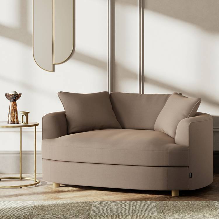 Habitat Sacha Fabric Cuddle Chair - Biscuit - Ash Leg 0