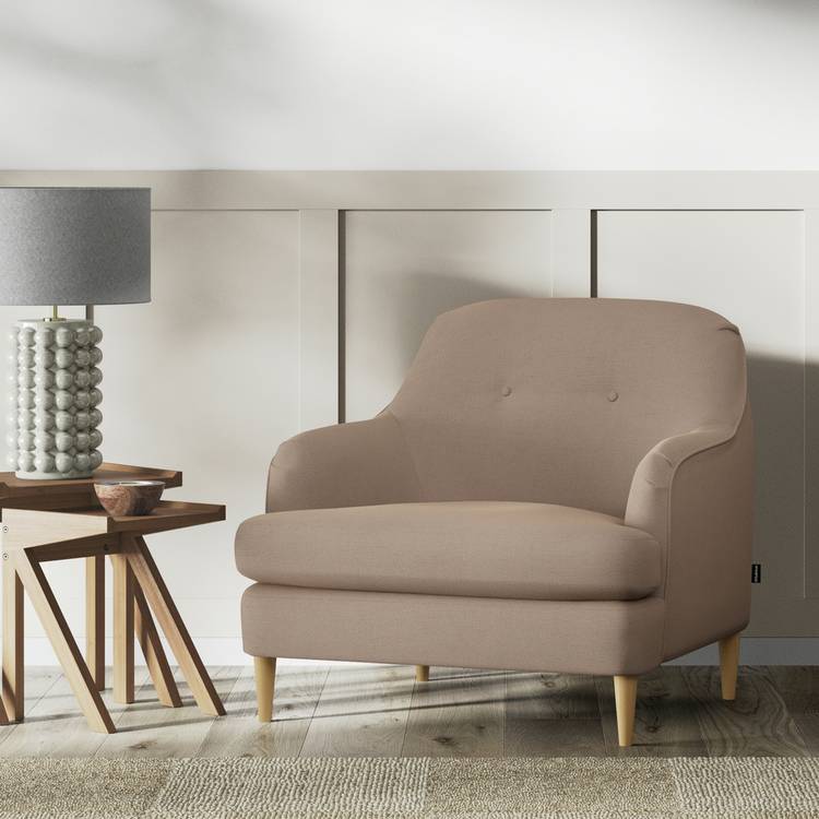 Habitat Frome Fabric Armchair - Biscuit - Ash Leg 0