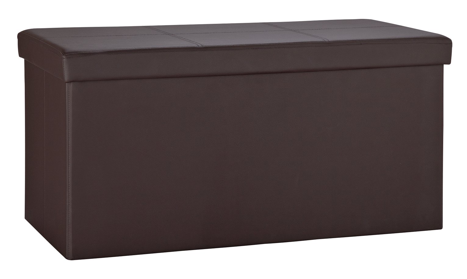 Argos Home Ashton Large Faux Leather Stitched Ottoman -Brown