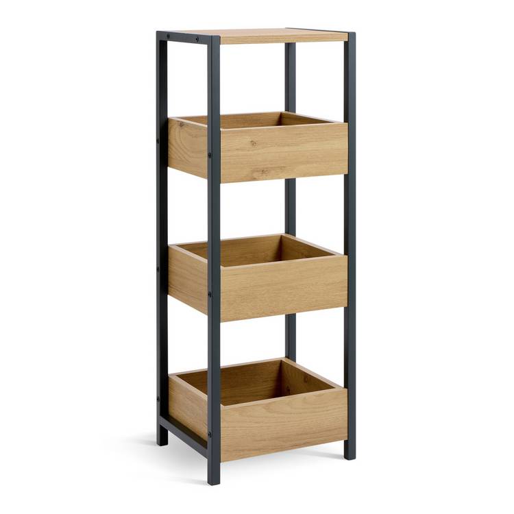 Habitat Loft Living 4 Tier Boxed Shelving Unit - Oak 0