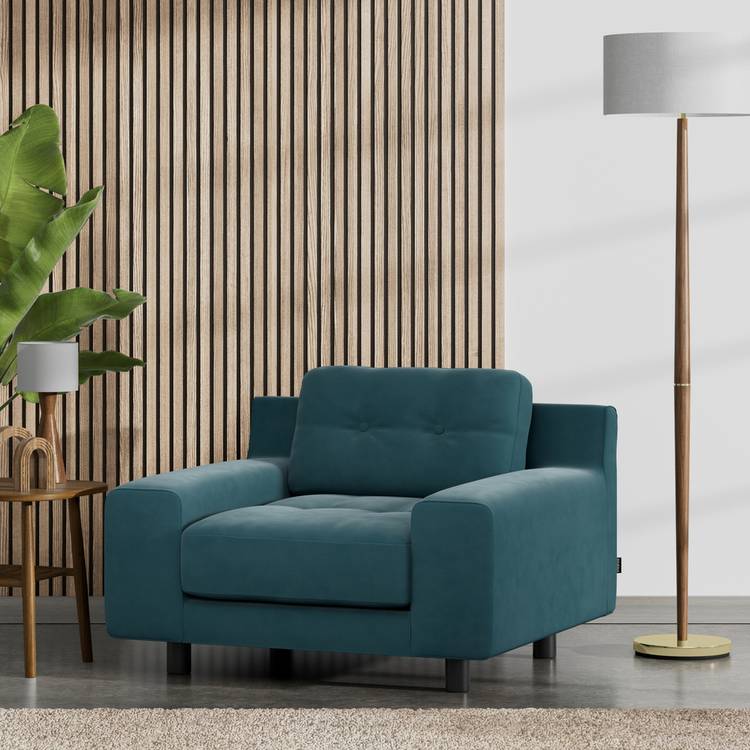 Habitat Hendricks Fabric Arm Chair - Teal - Black Leg 0