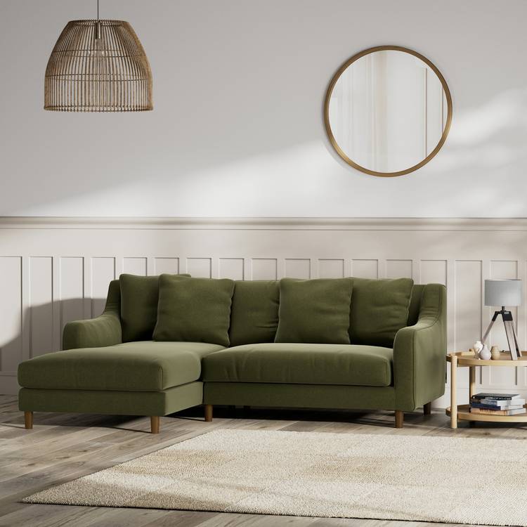 Habitat Swift Left Hand Corner Sofa - Moss Green - Dark Leg 0
