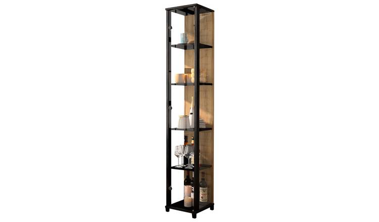 Argos Home Optima 1 Door Narrow Glass Display Cabinet - Oak