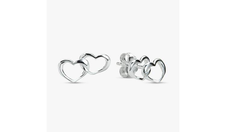 Revere Sterling Silver Double Heart Stud Earrings