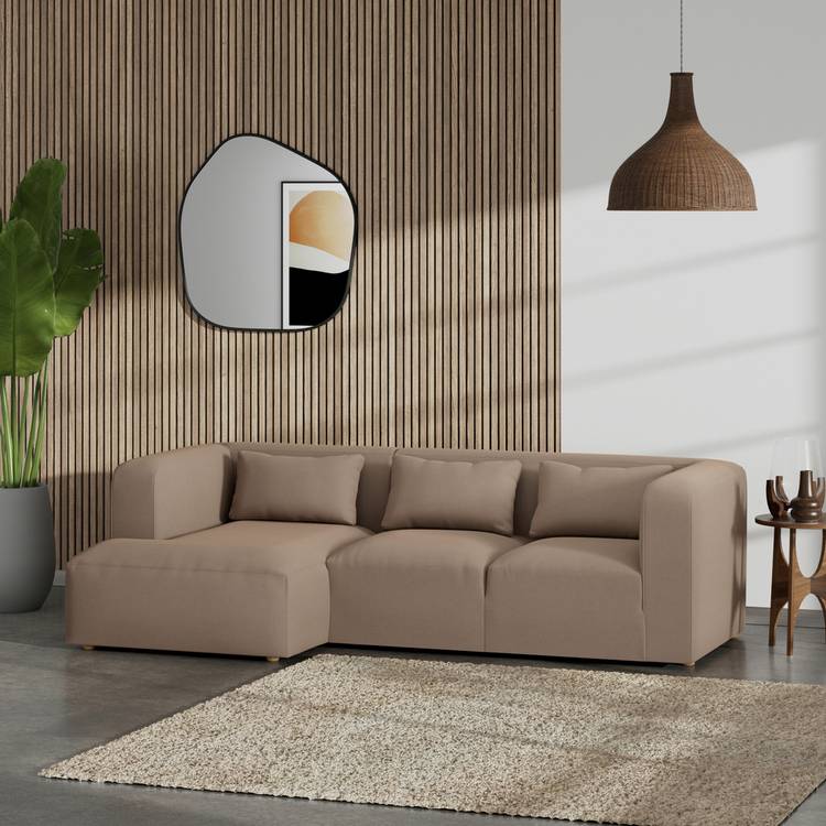 Habitat Lars Left Hand Corner Sofa - Biscuit - Ash Leg 0