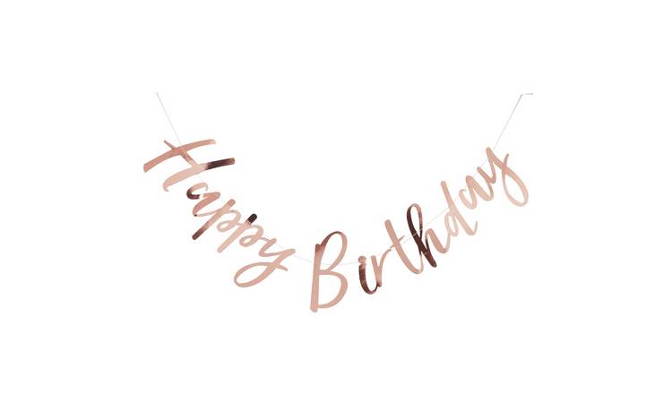 Buy Ginger Ray Rose Gold Happy Birthday Bunting Party Decorations Argos