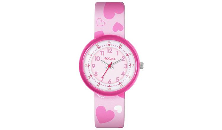 Tikkers Time Teacher Heart Printed Pink Silicone Strap Watch