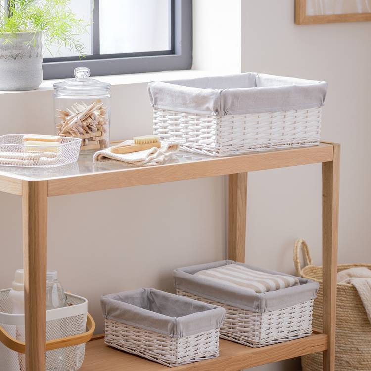 Habitat Pack of 3 Wicker Storage Basket - White 0