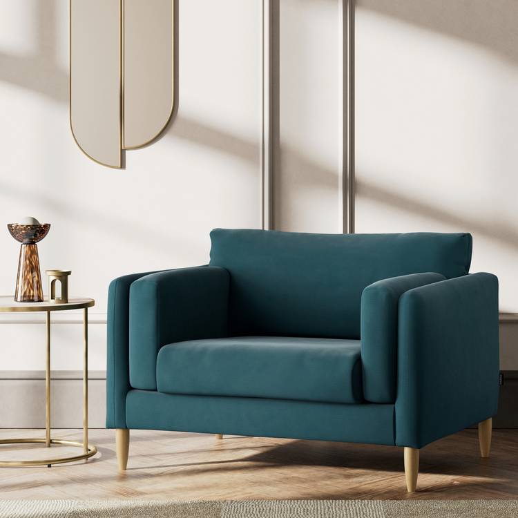 Habitat Newington Fabric Cuddle Chair - Teal - Ash Leg 0