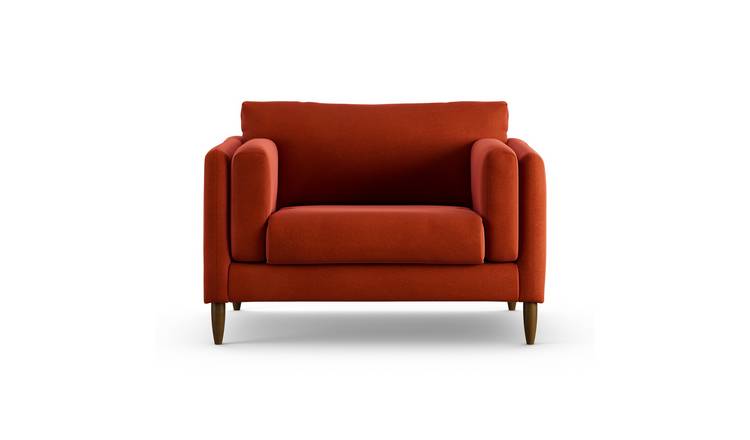 Habitat Newington Velvet Cuddle Chair - Orange - Dark Leg