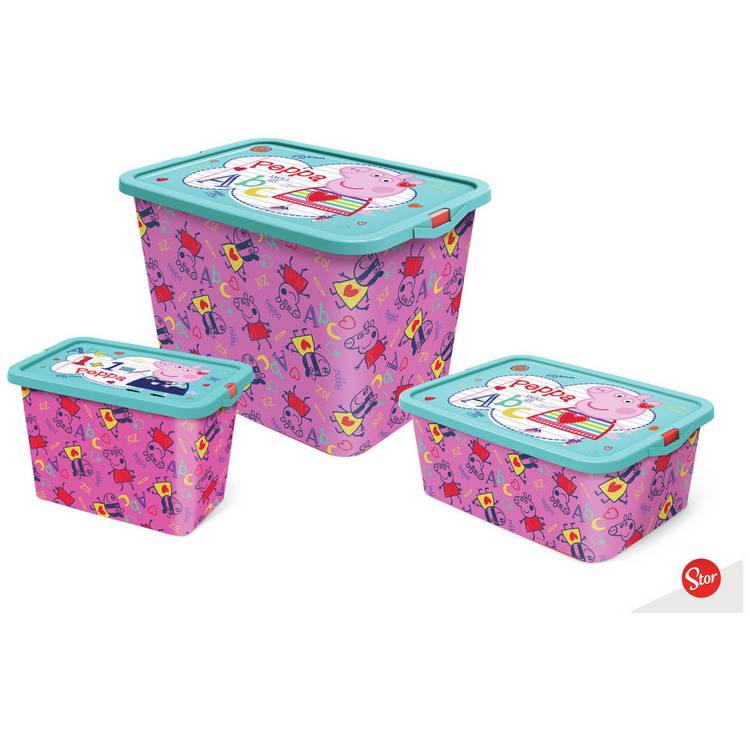 Peppa Pig Set of 3 Mixed Storage Boxes with Lid - Pink 0