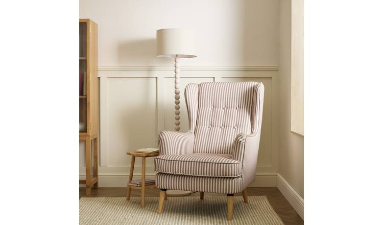 Habitat Callie Fabric Wingback Chair - Natural Stripe