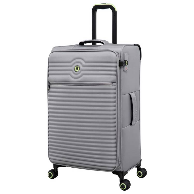IT Luggage Expandable 8 Wheel Soft Suitcase - Medium, Grey 0