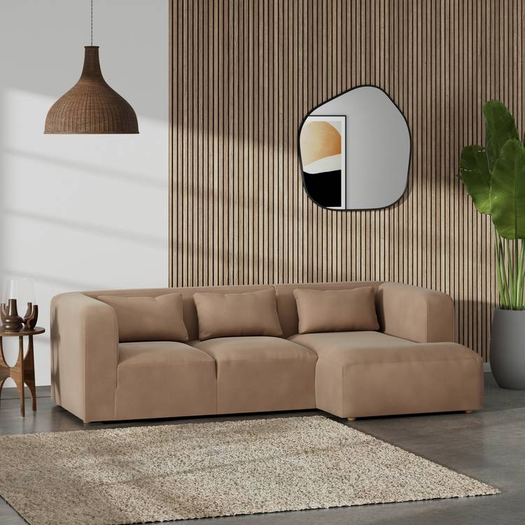 Habitat Lars Right Hand Corner Sofa - Latte - Ash Leg 0