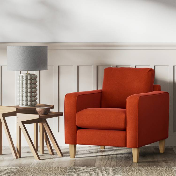 Habitat Flint Velvet Armchair - Burnt Orange - Ash Leg 0