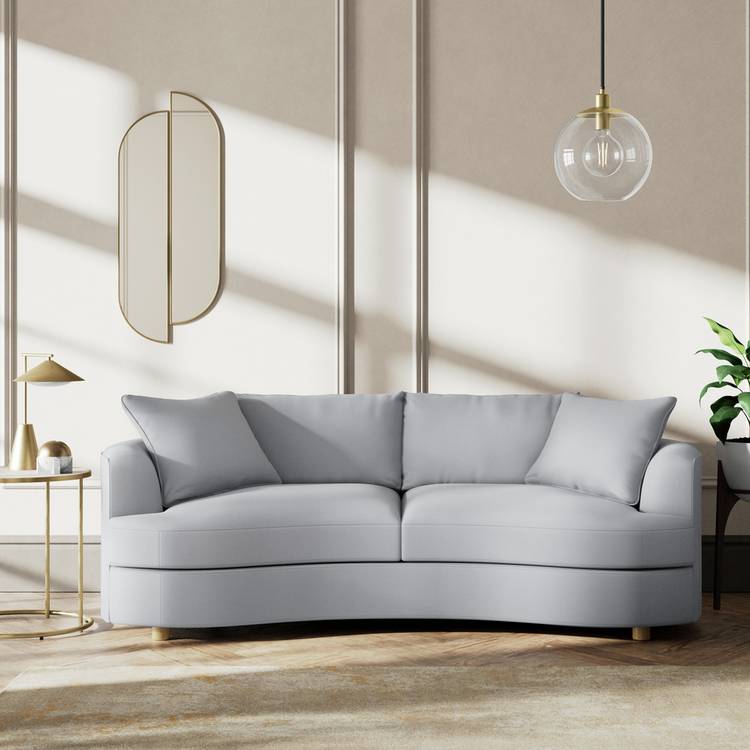 Habitat Sacha Fabric 3 Seater Sofa - Grey - Ash Leg 0