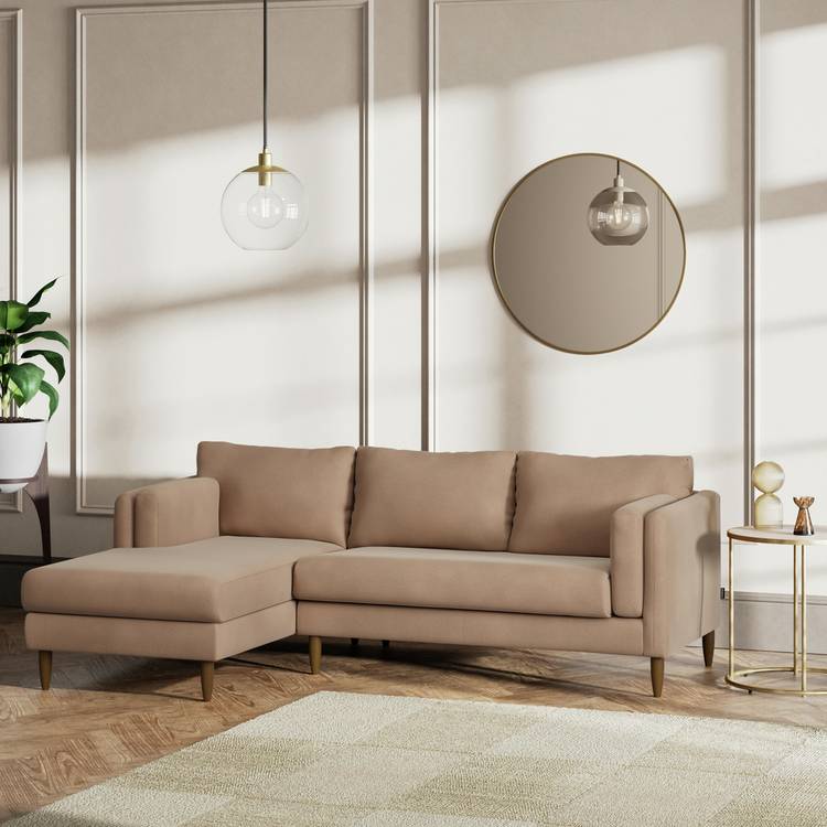 Habitat Newington Left Hand Corner Sofa - Latte - Dark Leg 0