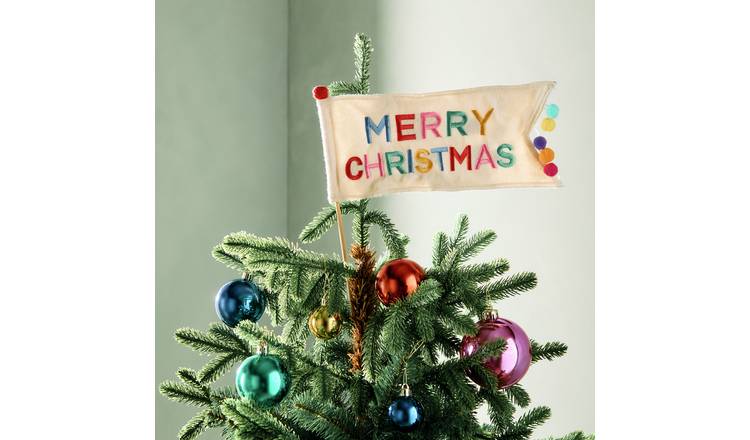 Habitat Merry Christmas Flag Tree Topper 
