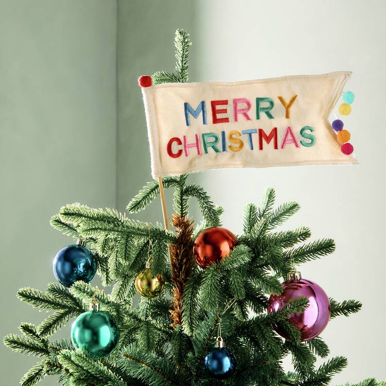 Habitat Merry Christmas Flag Tree Topper  0