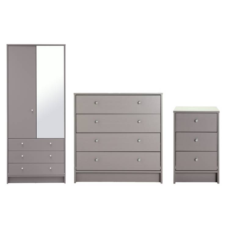 Argos Home Malibu 3 Piece 2 Door Mirror Wardrobe Set - Grey 0