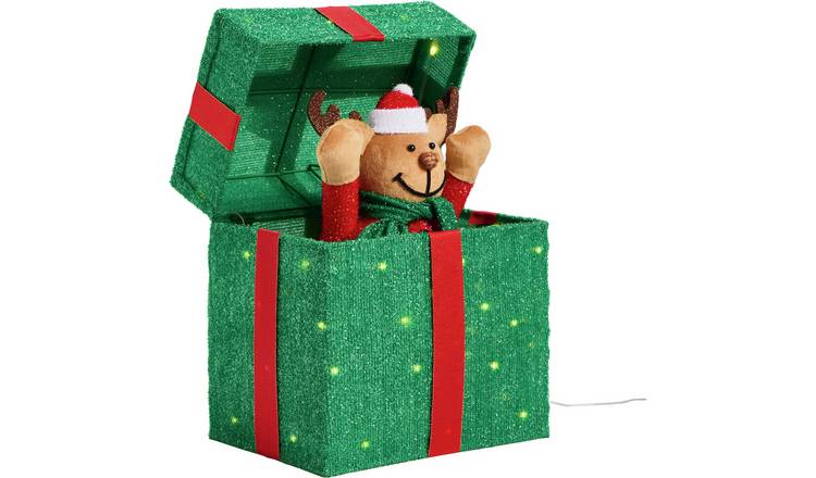 Argos Home Animated Light Up Reindeer Gift Box
