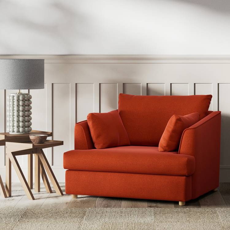 Habitat Holmfirth Velvet Cuddle Chair - Burnt Orange  0