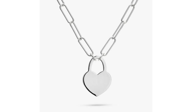 Revere Heart Padlock Pendant On Paperlink Chain 