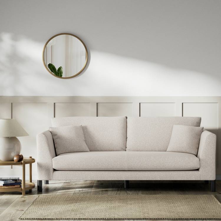Habitat Aston Fabric 3 Seater Sofa - Natural - Black Leg 0