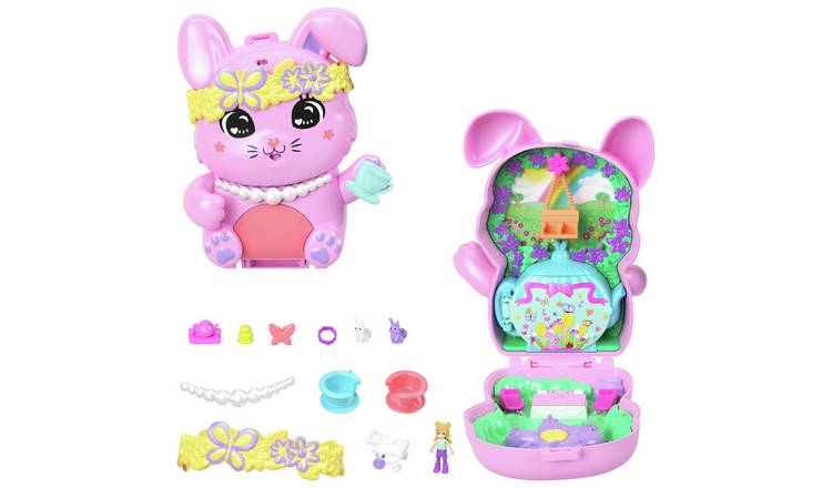 Polly Pocket Tea Party Bunny Compact Playset and Micro Doll 