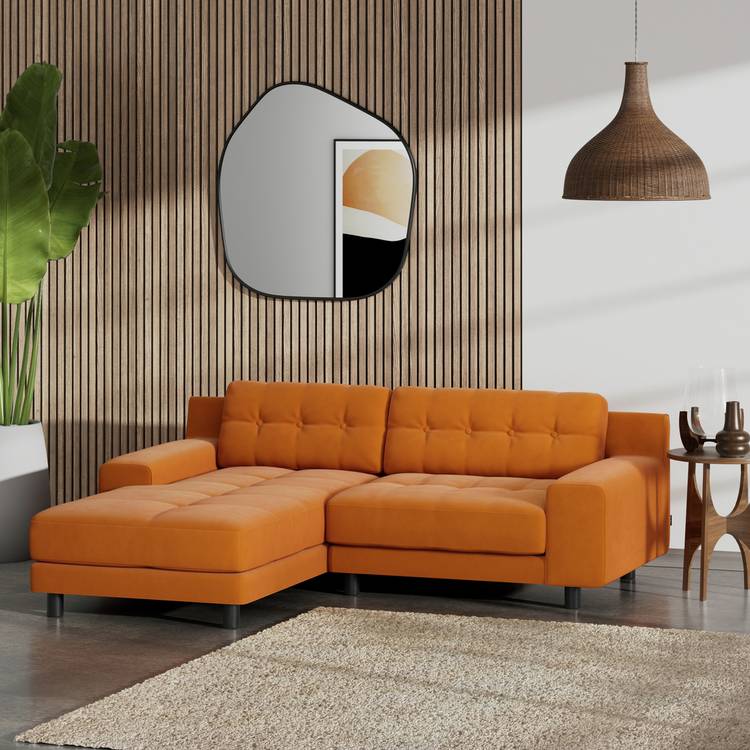 Habitat Hendricks Left Hand Corner Sofa - Orange - Black Leg 0