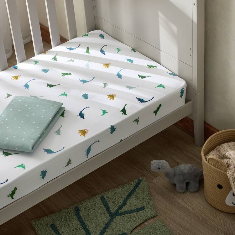 Habitat Cotton Little Dino Nursery Fitted Sheet - Cot Bed 0
