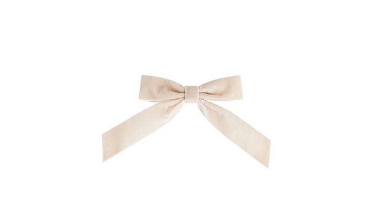 Habitat Pack of 6 Velvet Clip on Bows - Cream