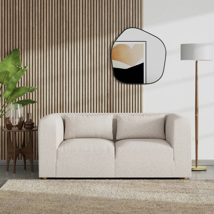 Habitat Lars Fabric 2 Seater Sofa - Natural - Ash Leg 0
