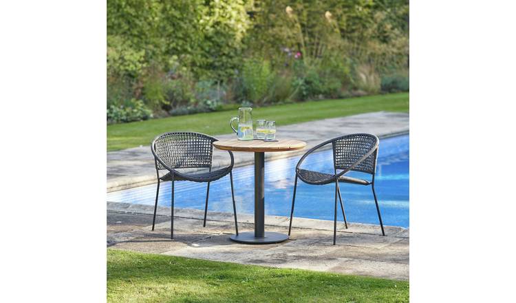 Pacific Dakota 2Seater Rattan Effect Garden Bistro Set-Black