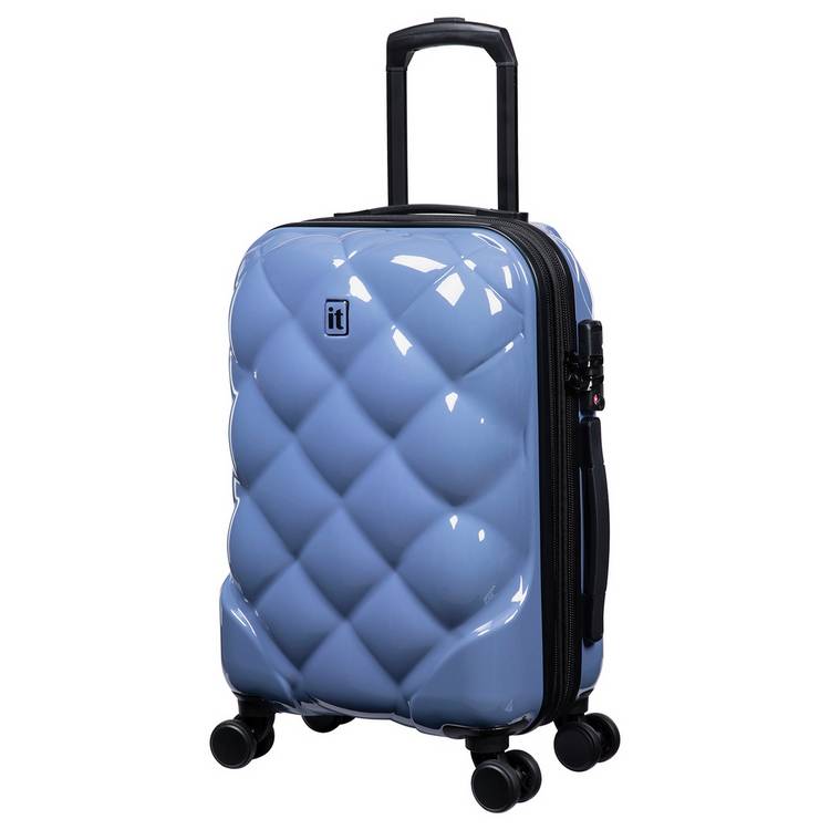 IT Luggage 8 Wheel Hard Suitcase - Cabin, Blue 0