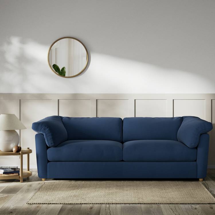 Habitat Wynn Fabric 4 Seater Sofa - Navy Blue - Ash Leg 0