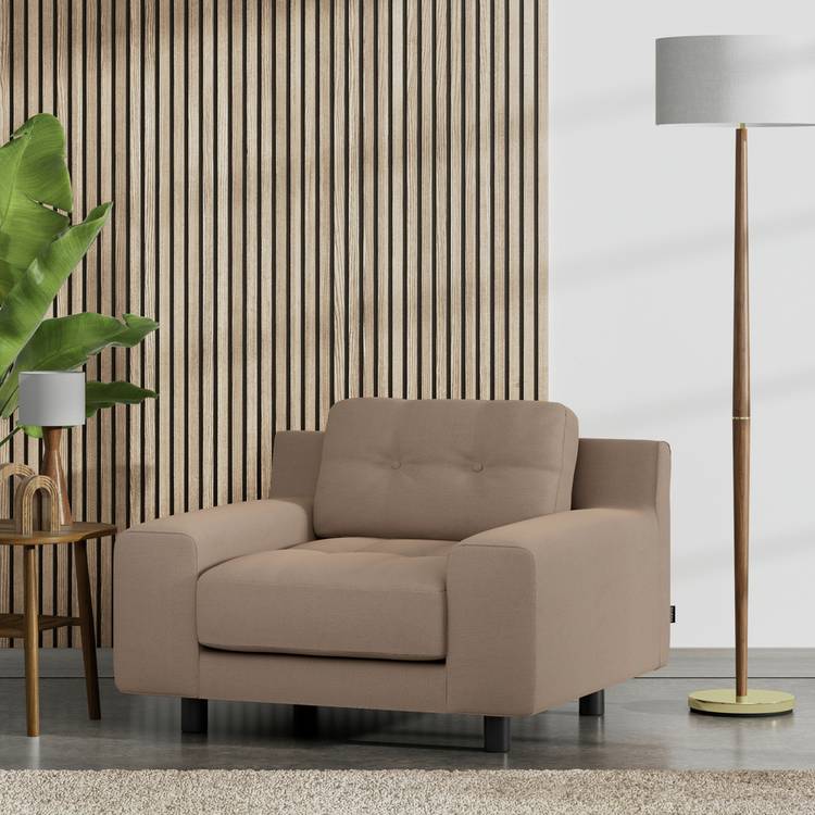 Habitat Hendricks Fabric Arm chair - Biscuit - Black Leg 0