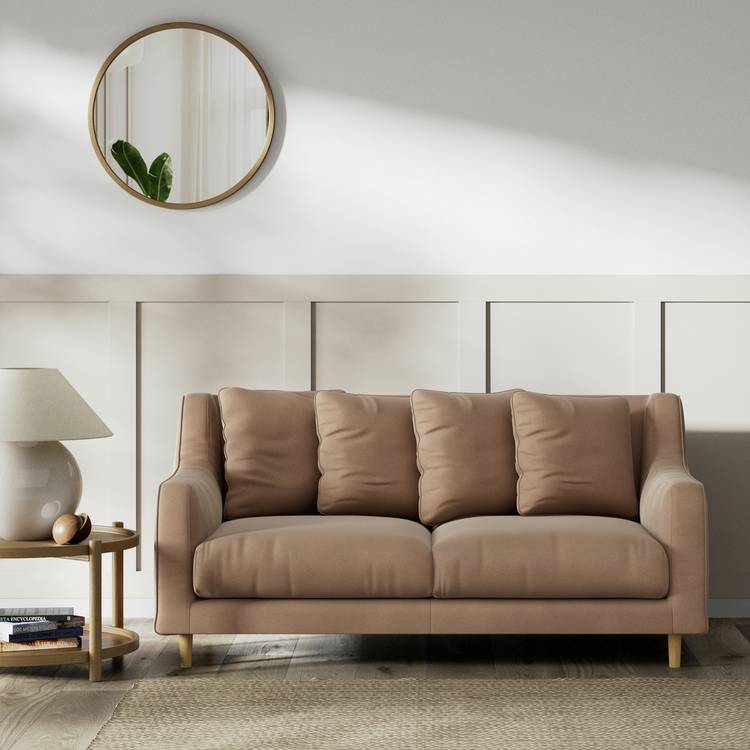 Habitat Swift Velvet 2 Seater Sofa - Latte - Ash Leg 0