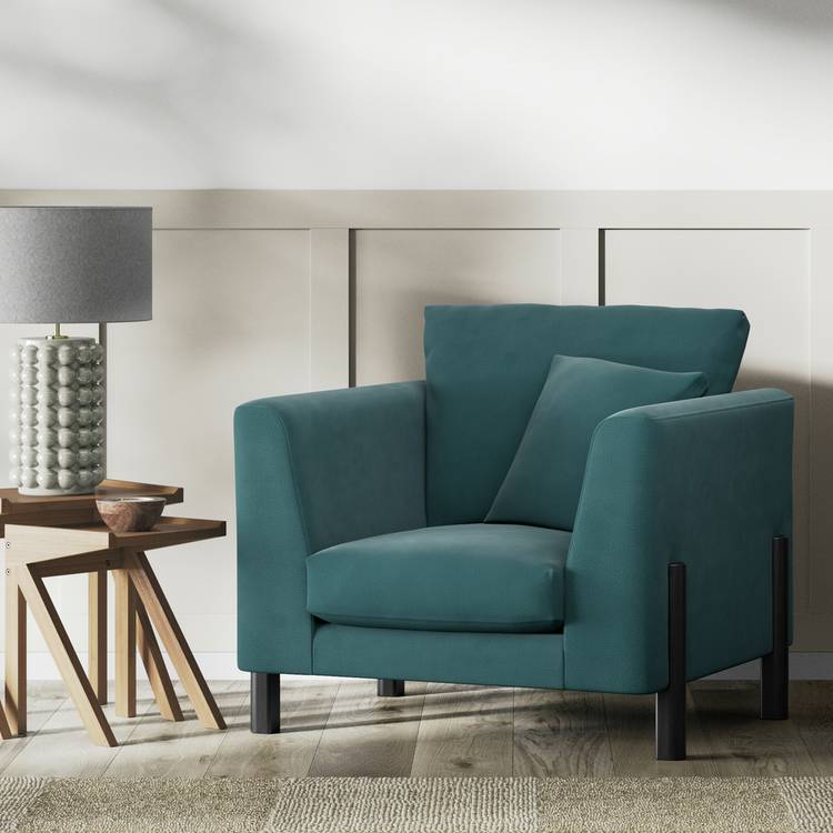 Habitat Aston Fabric Armchair - Teal - Black Leg 0