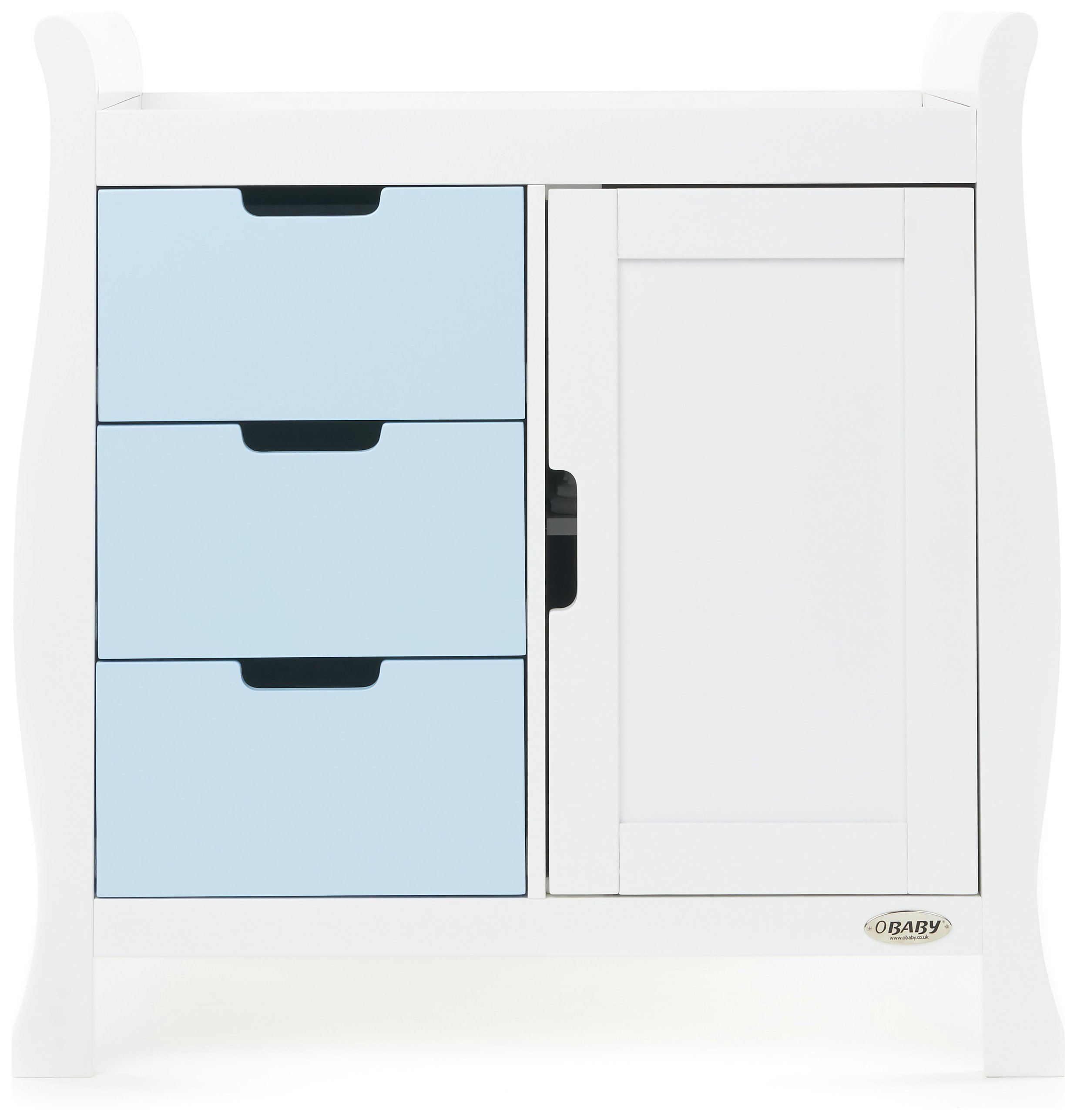 Obaby Stamford Sleigh Changing Unit - White & Bonbon Blue