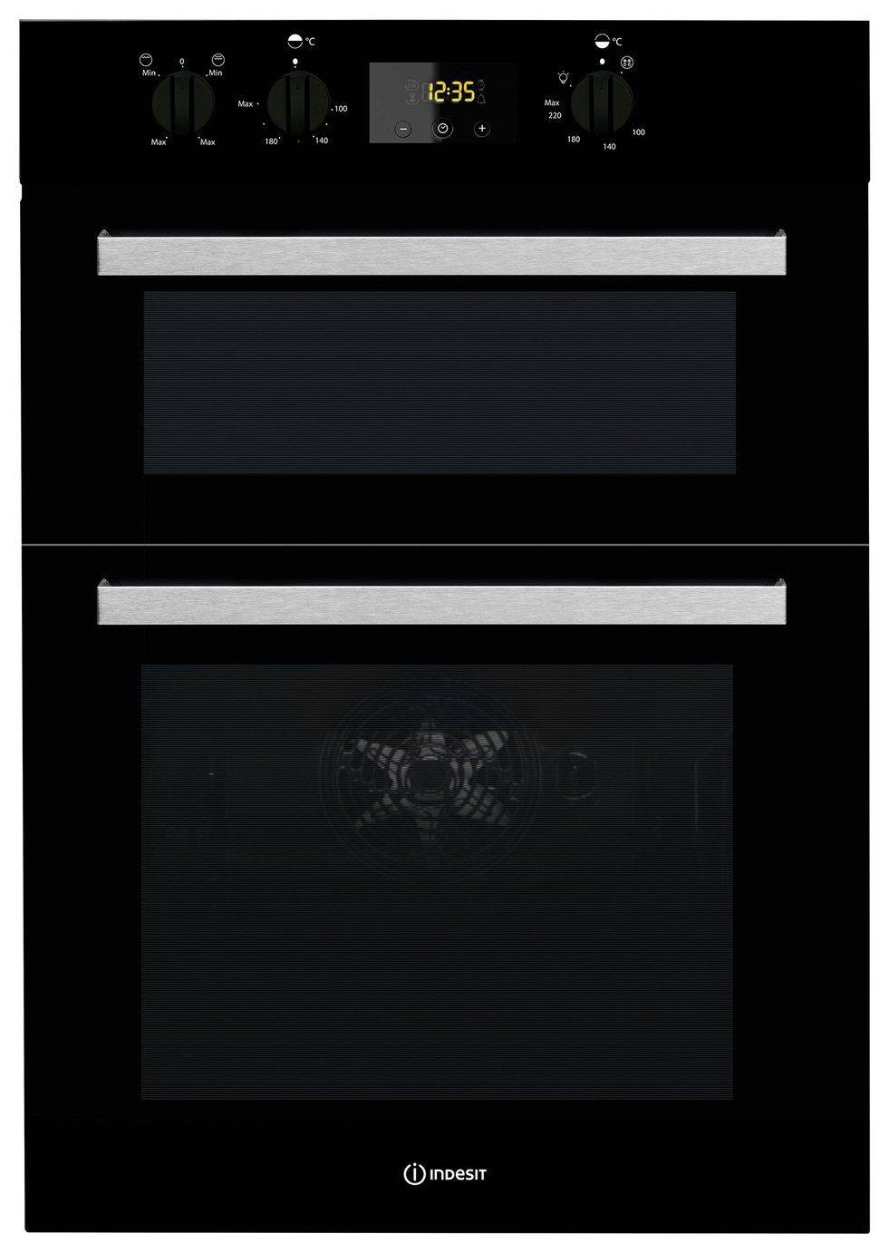 Indesit Aria IDD6340BL Built In Double Electric Oven - Black