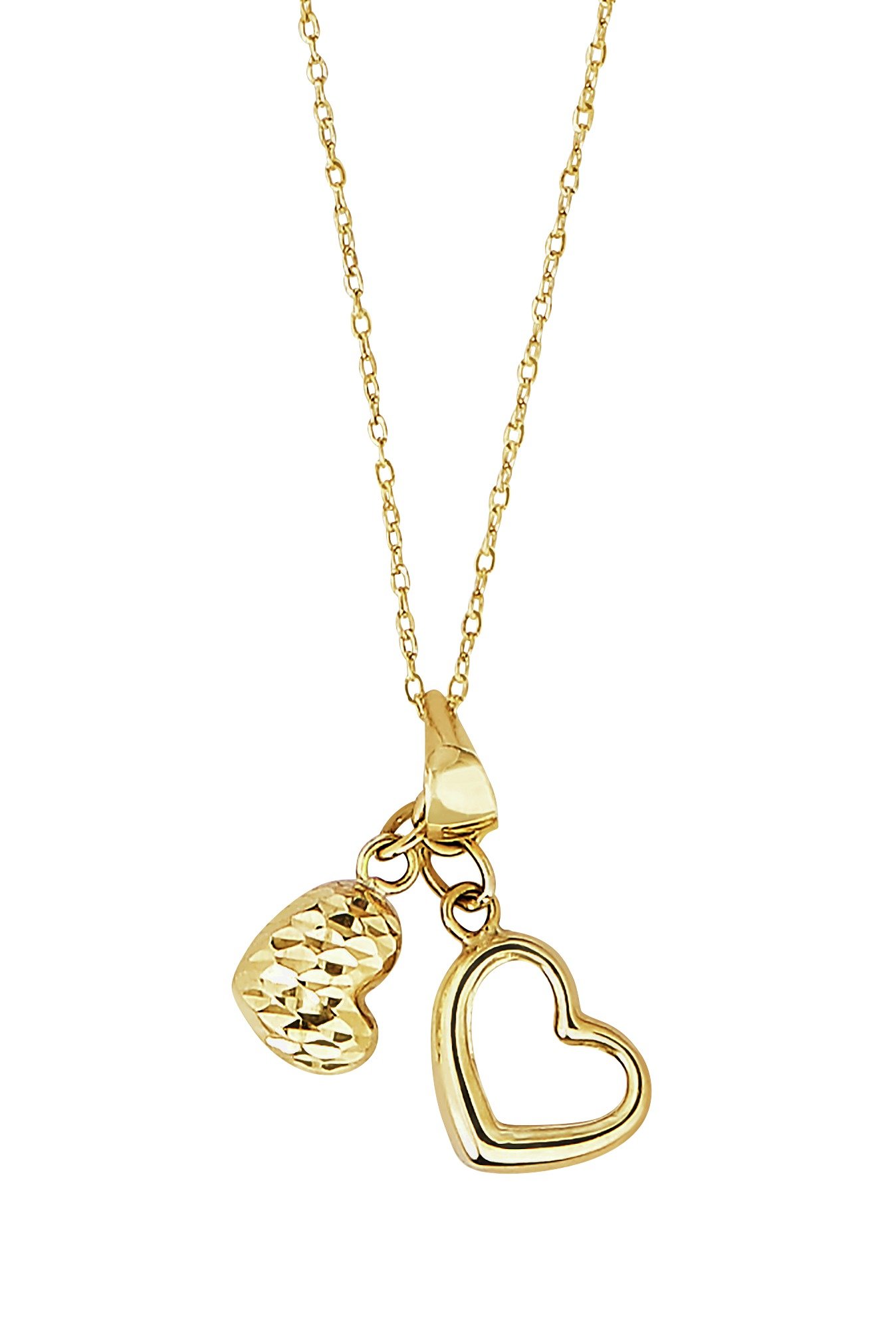 Revere 9ct Gold Heart Multi Charm Pendant 18 Inch Necklace