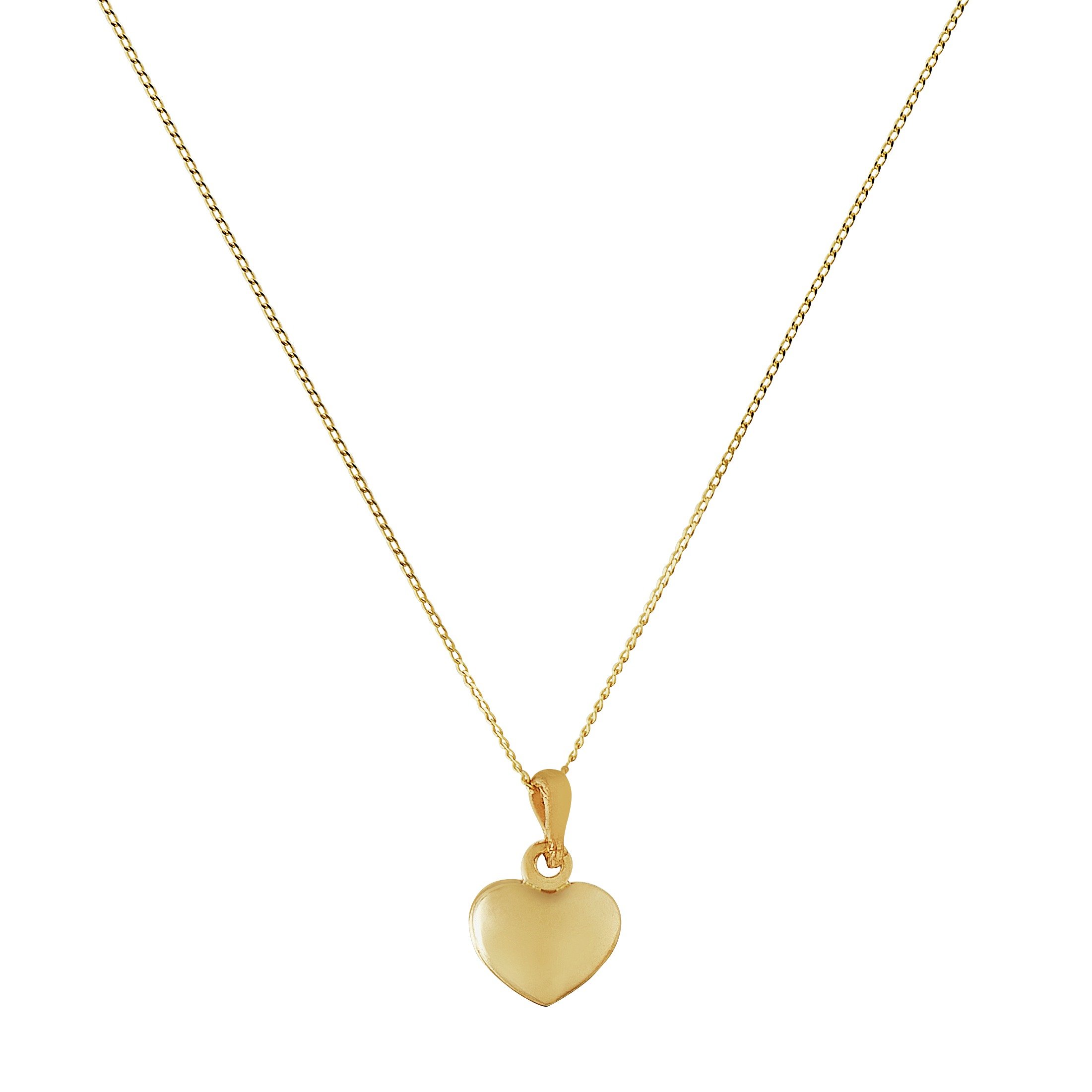 Revere 9ct Gold Heart Pendant 16 Inch Necklace