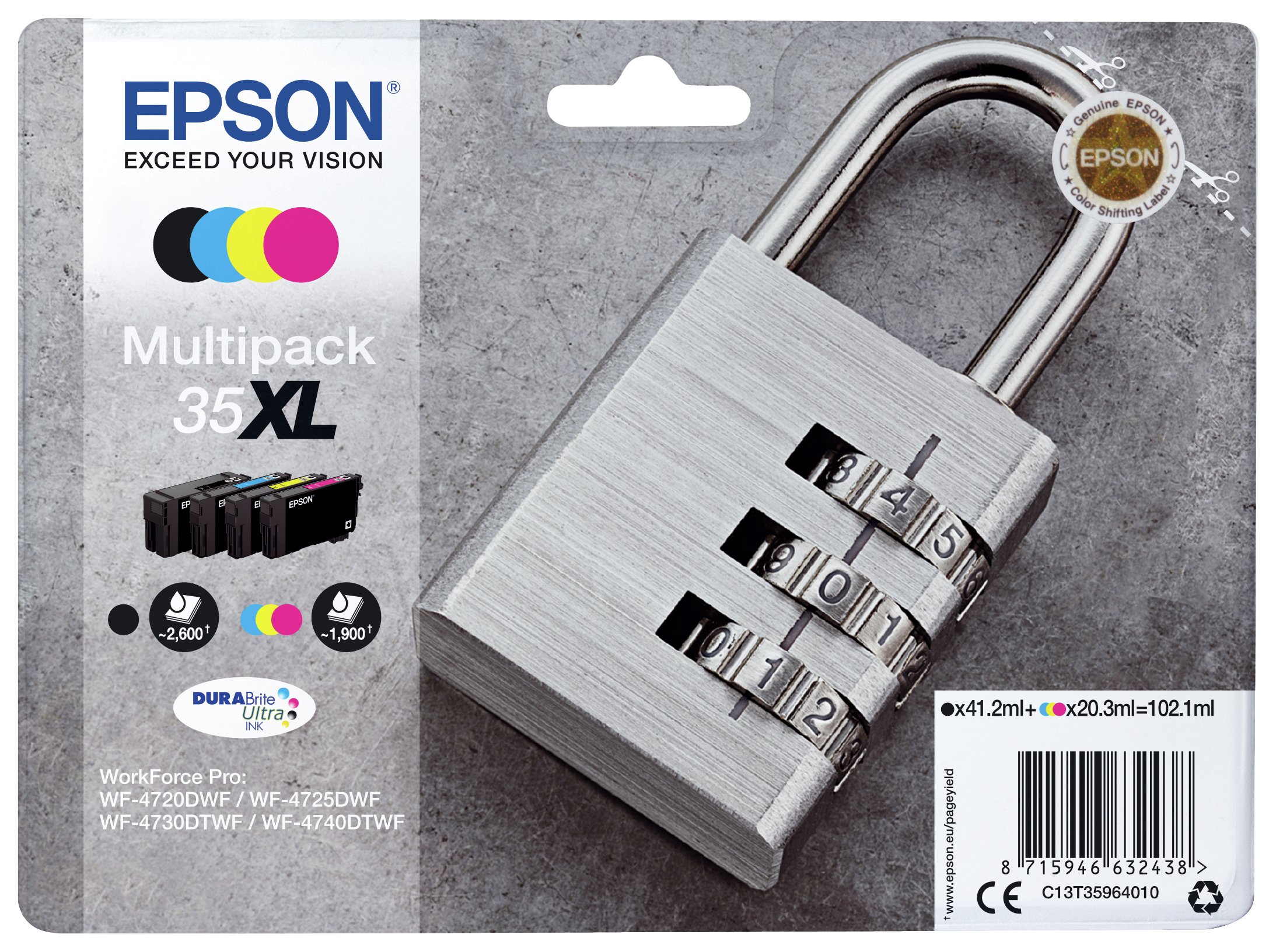 Epson Padlock BK/C/M/Y Multi XL Ink Cartidge