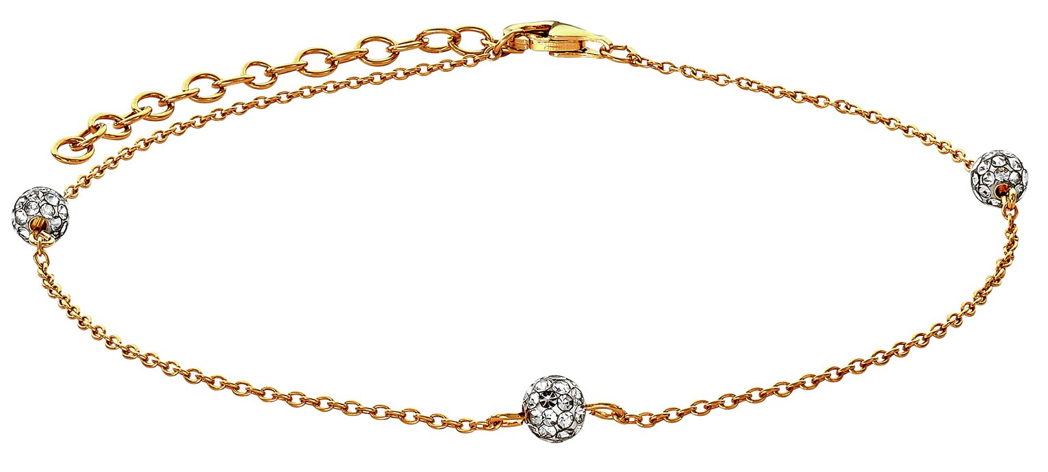 State of Mine 18ct Gold Plated Silver Glitter Ball Anklet