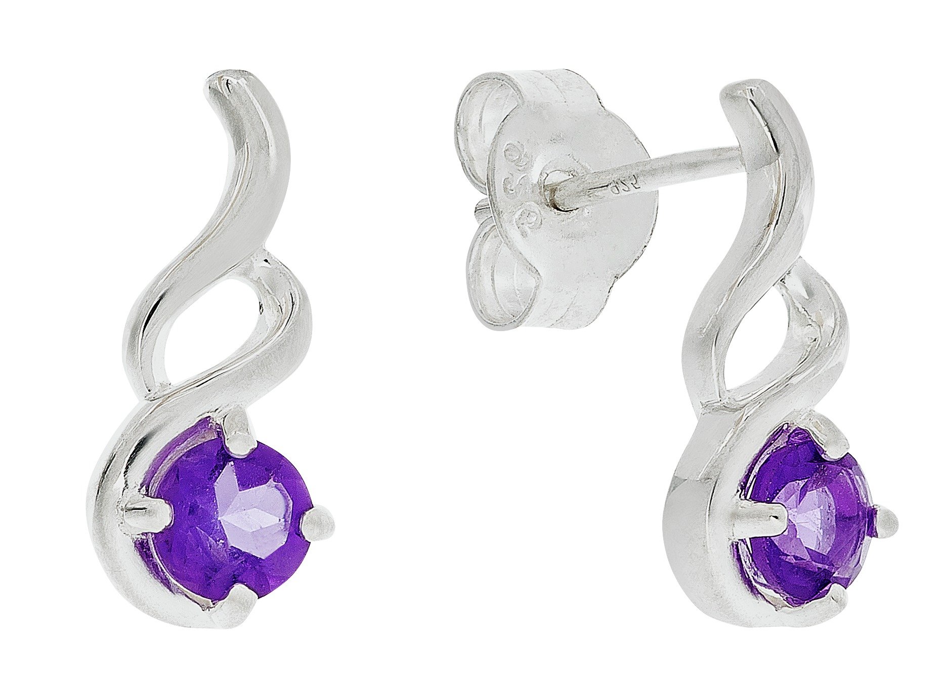 Revere Sterling Silver Amethyst Twist Stud Earrings