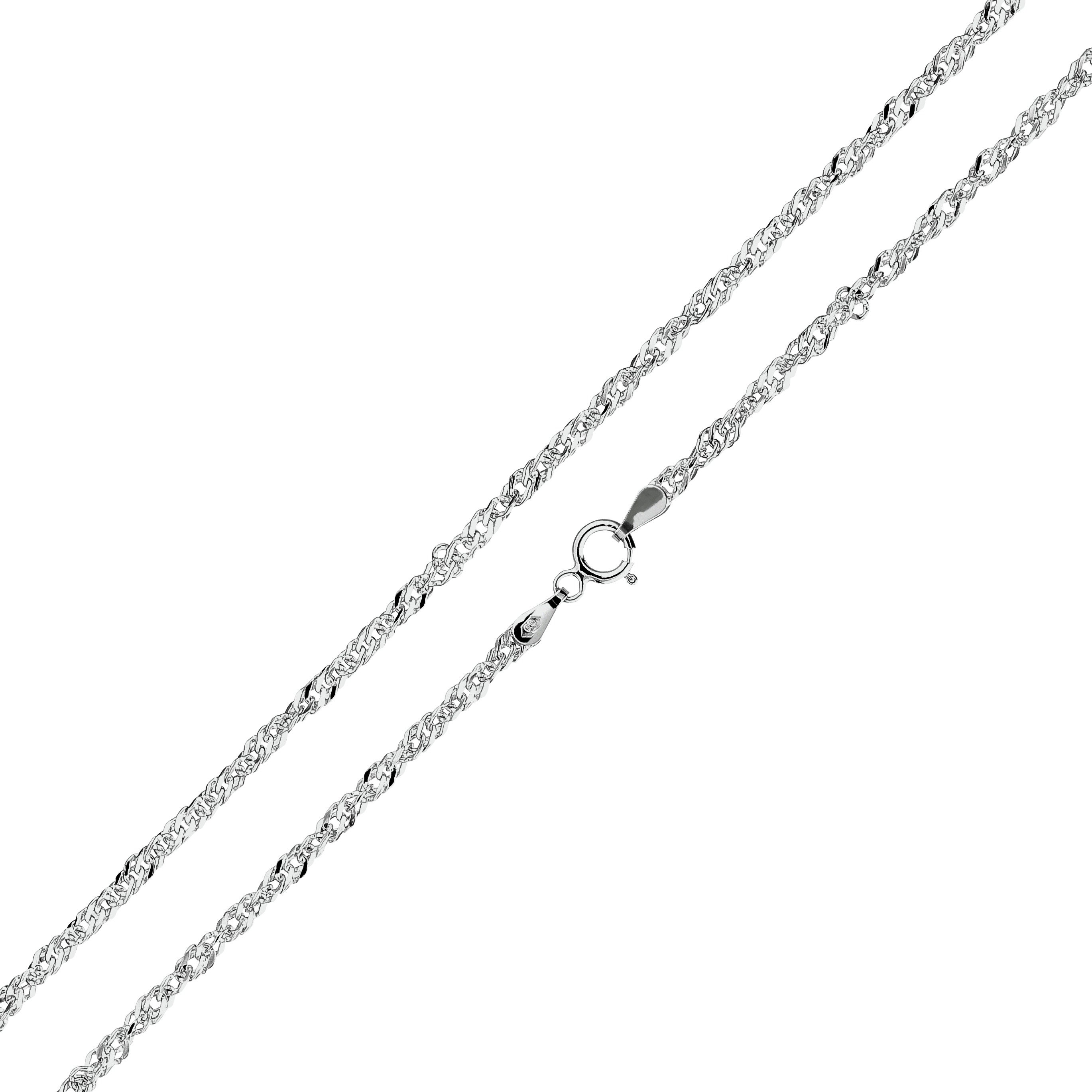 Revere 9ct White Gold Twisted Curb 18 Inch Necklace