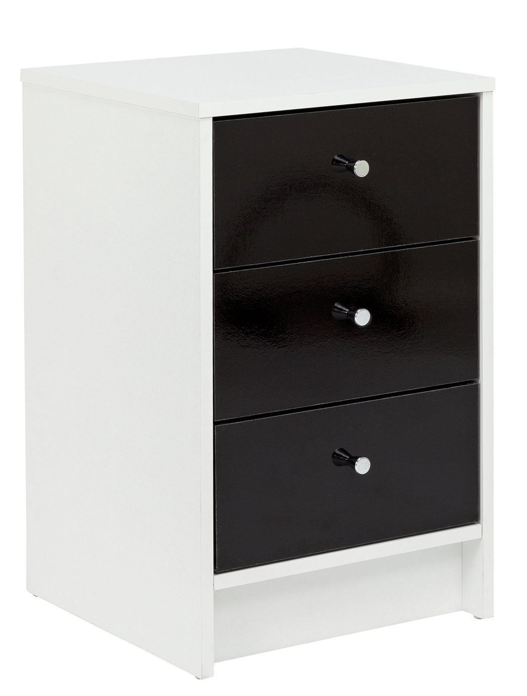 Argos Home Malibu 3 Drw Bedside Chest - Black Gloss & White