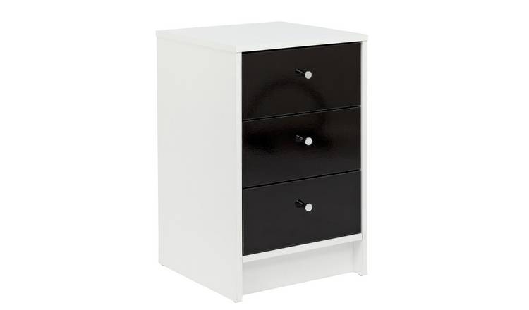 Buy Argos Home Malibu 3 Drw Bedside Chest Black Gloss White